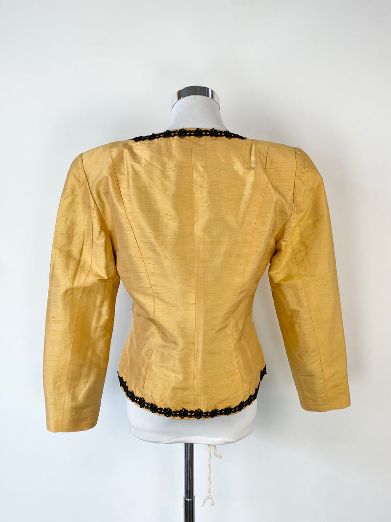 Linda Britten Antique Gold Raw Silk Blazer - AU8