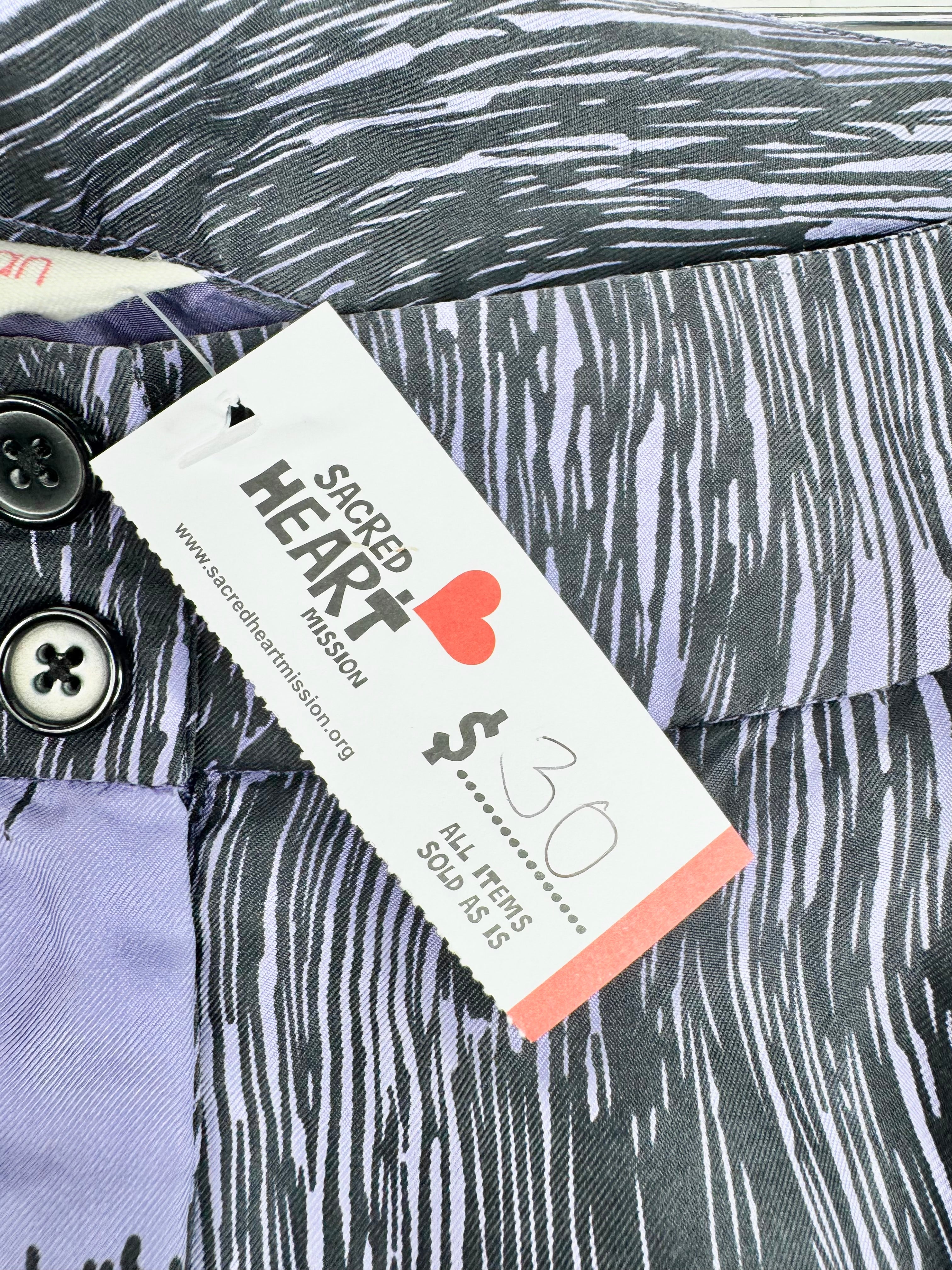 Gorman High Waisted Purple Abstract Print Tapered Leg Pants - S