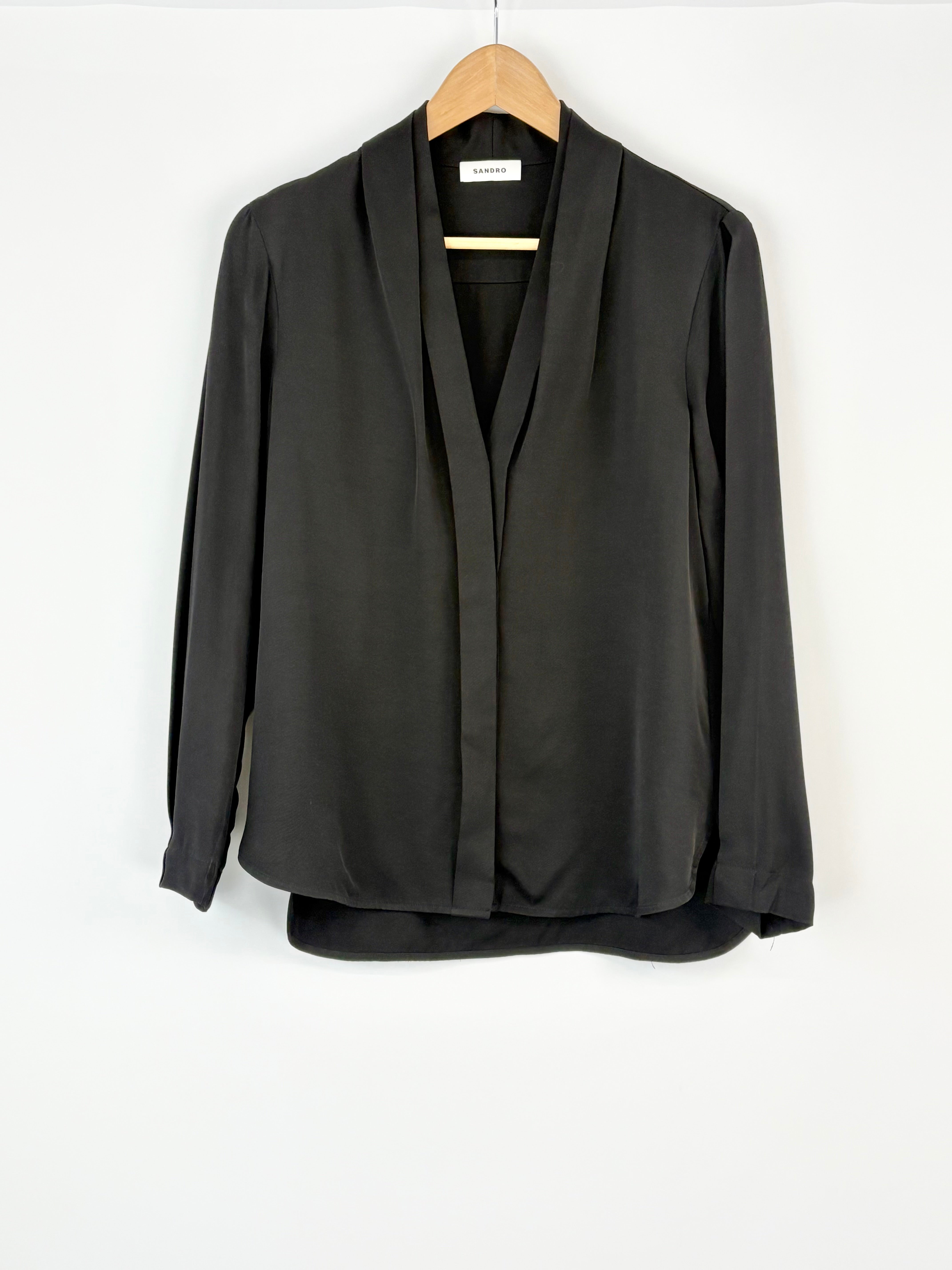 Sandro Black 'Lanna' Long-Sleeve Shirt - AU6/8