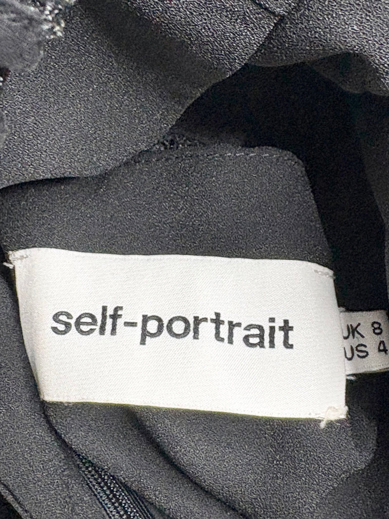 Self-Portrait Black Embroidered Lace Bodice Dress - AU8