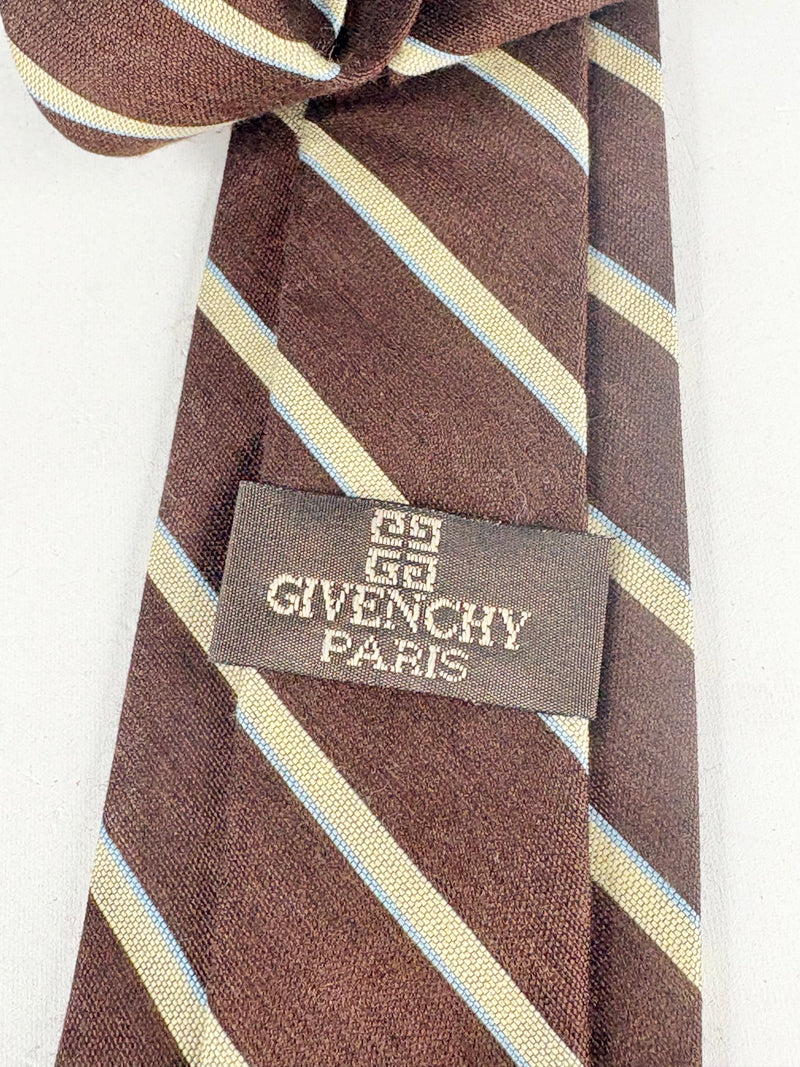 Vintage Givenchy Gentleman Chocolate Brown Striped Tie