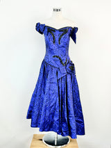 Vintage 70s Electric Blue Lurex Cocktail Dress - AU10