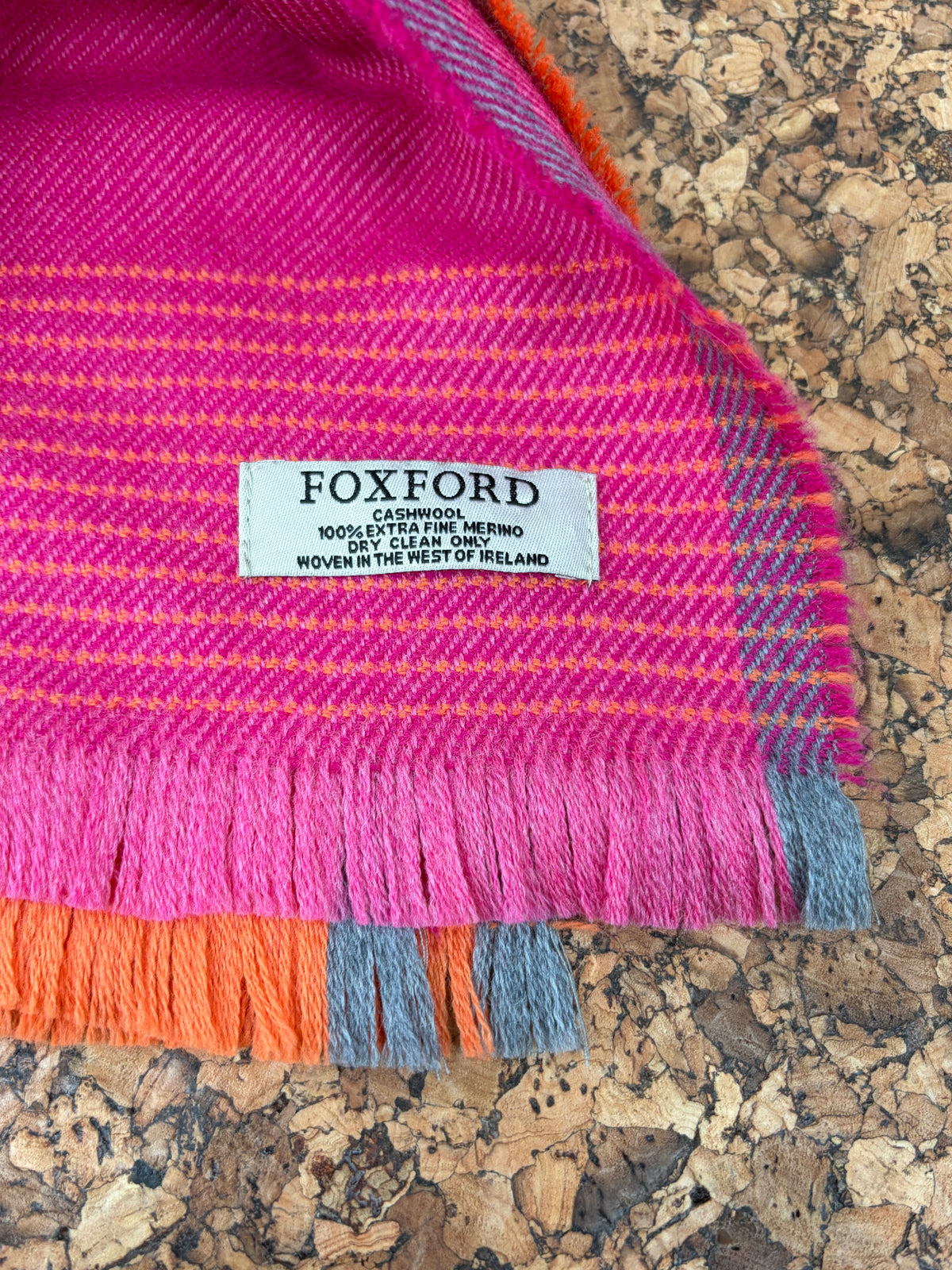 Foxford Orange & Pink Extra-Fine Merino Scarf