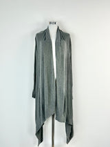 DKNY Grey Silk & Cashmere Blend Waterfall Cardigan - AU8