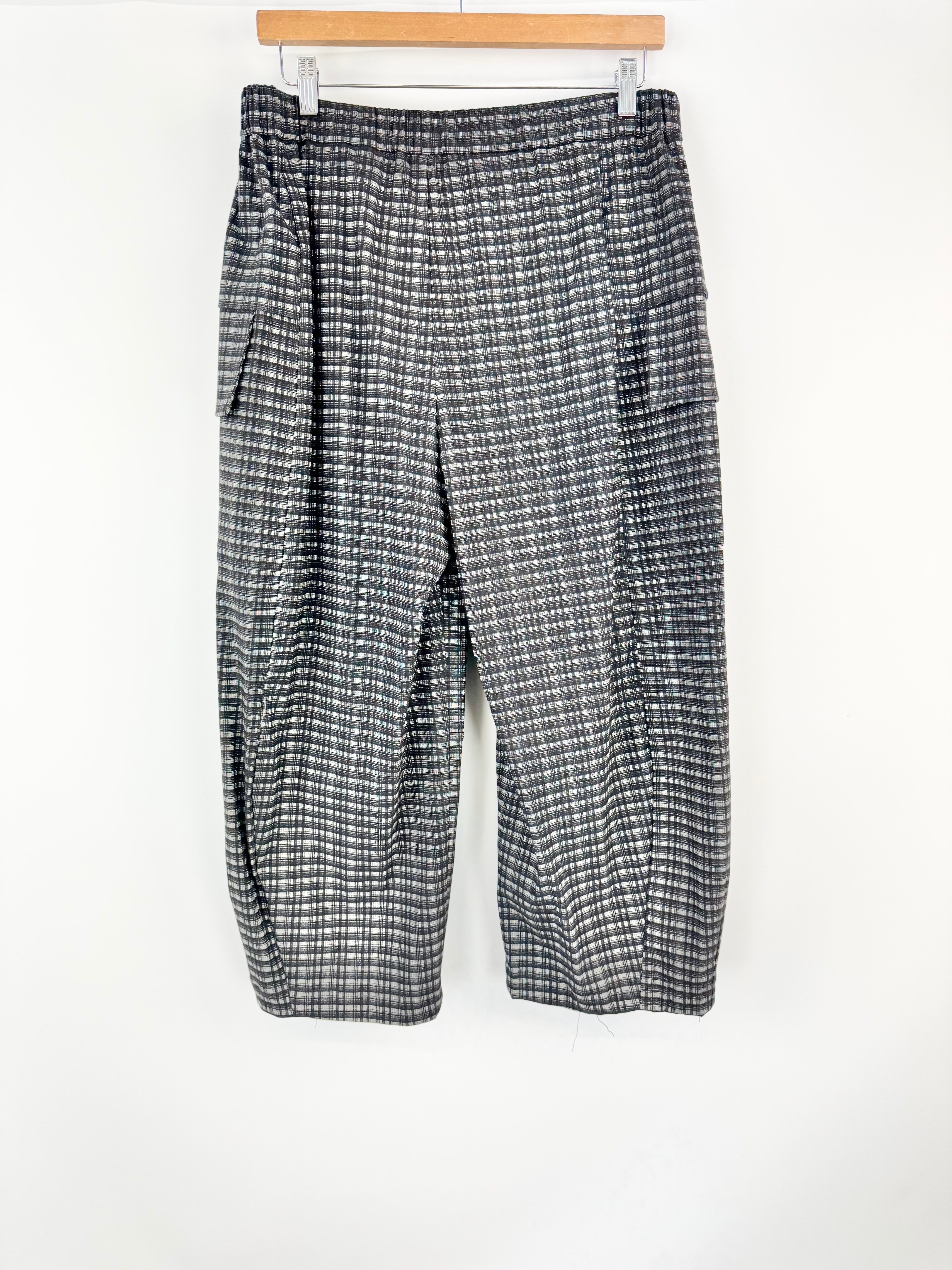 MM Sohn Black and Grey Muted Check Barrel Cargo Pant - AU10/12