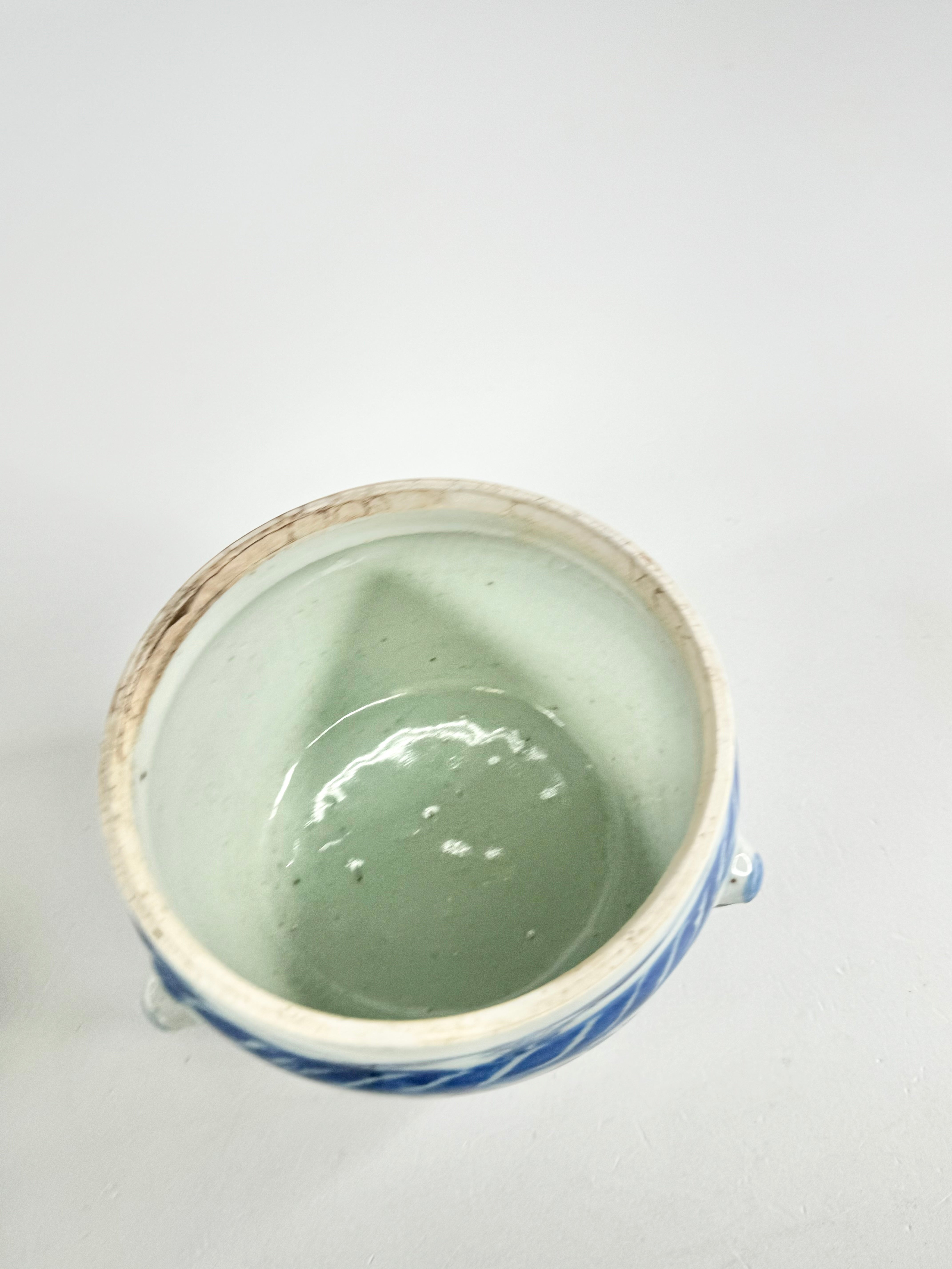 Antique Blue & White Fu Dog Ginger Jar