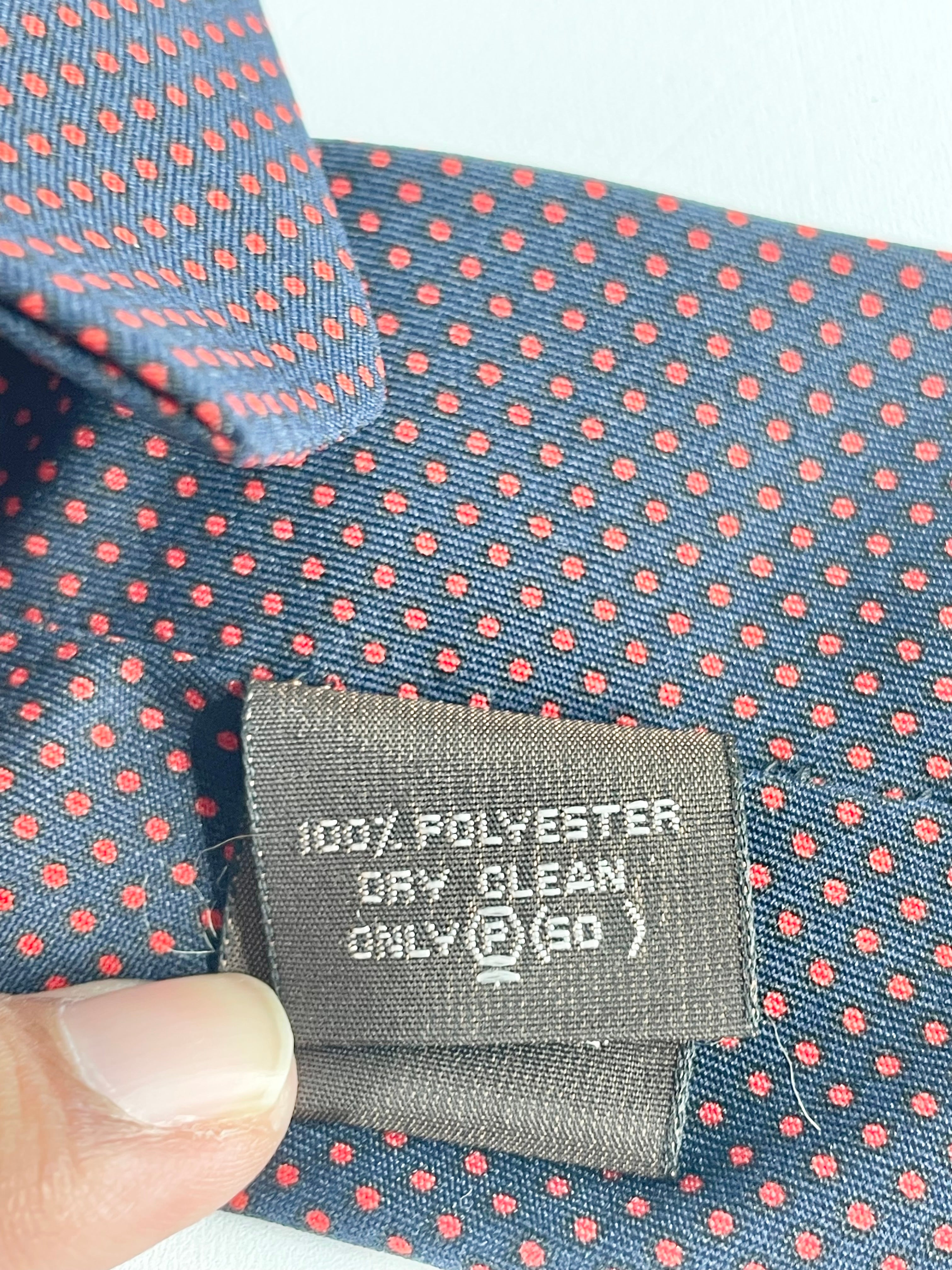 Oroton Vintage Navy Blue & Red Micro-Dot Tie