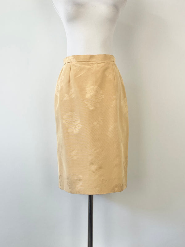Vintage 80s Givenchy Couture Beige Came Midi Skirt - AU8