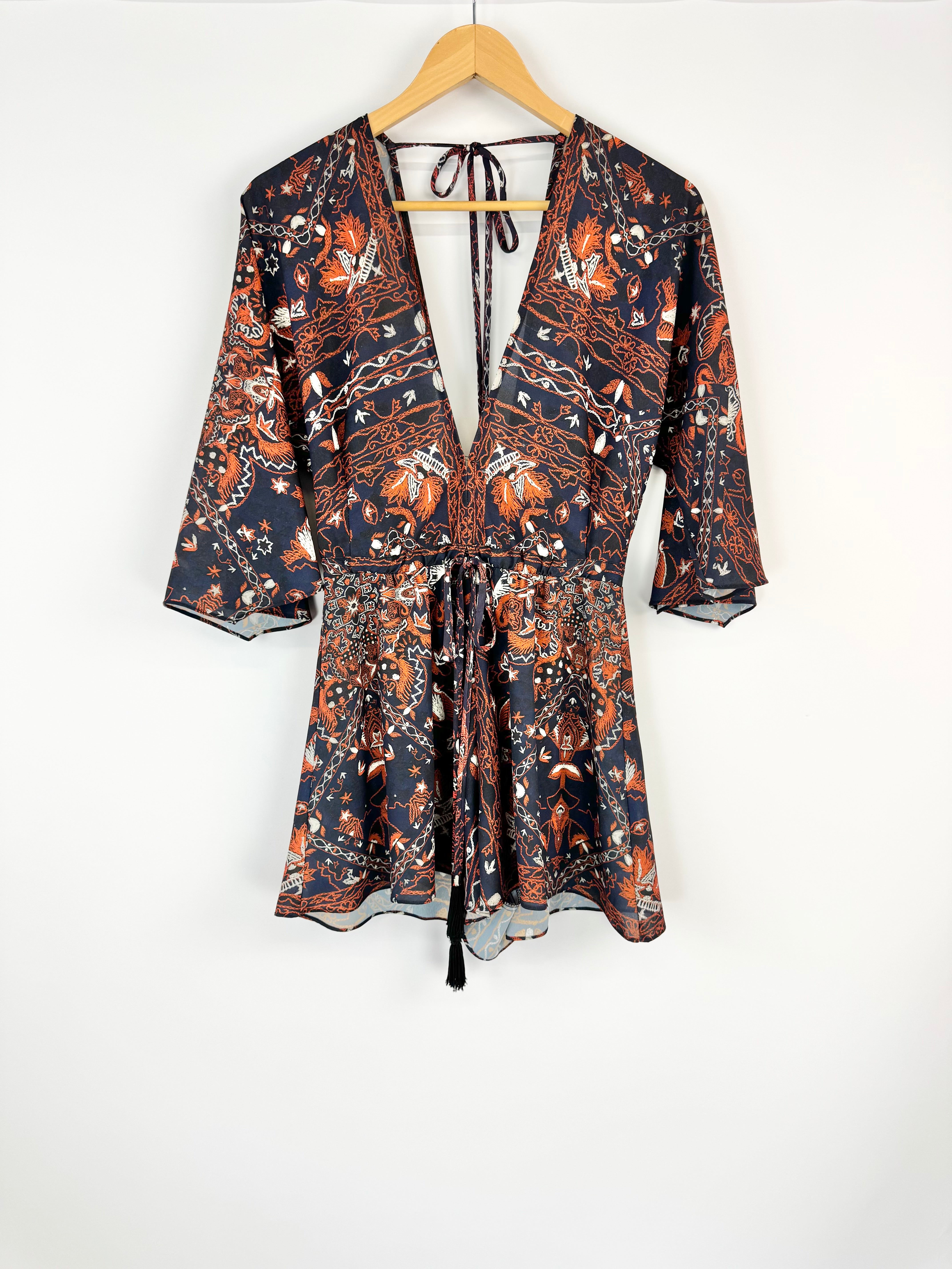 Bec + Bridge Navy Patterned Playsuit - AU6