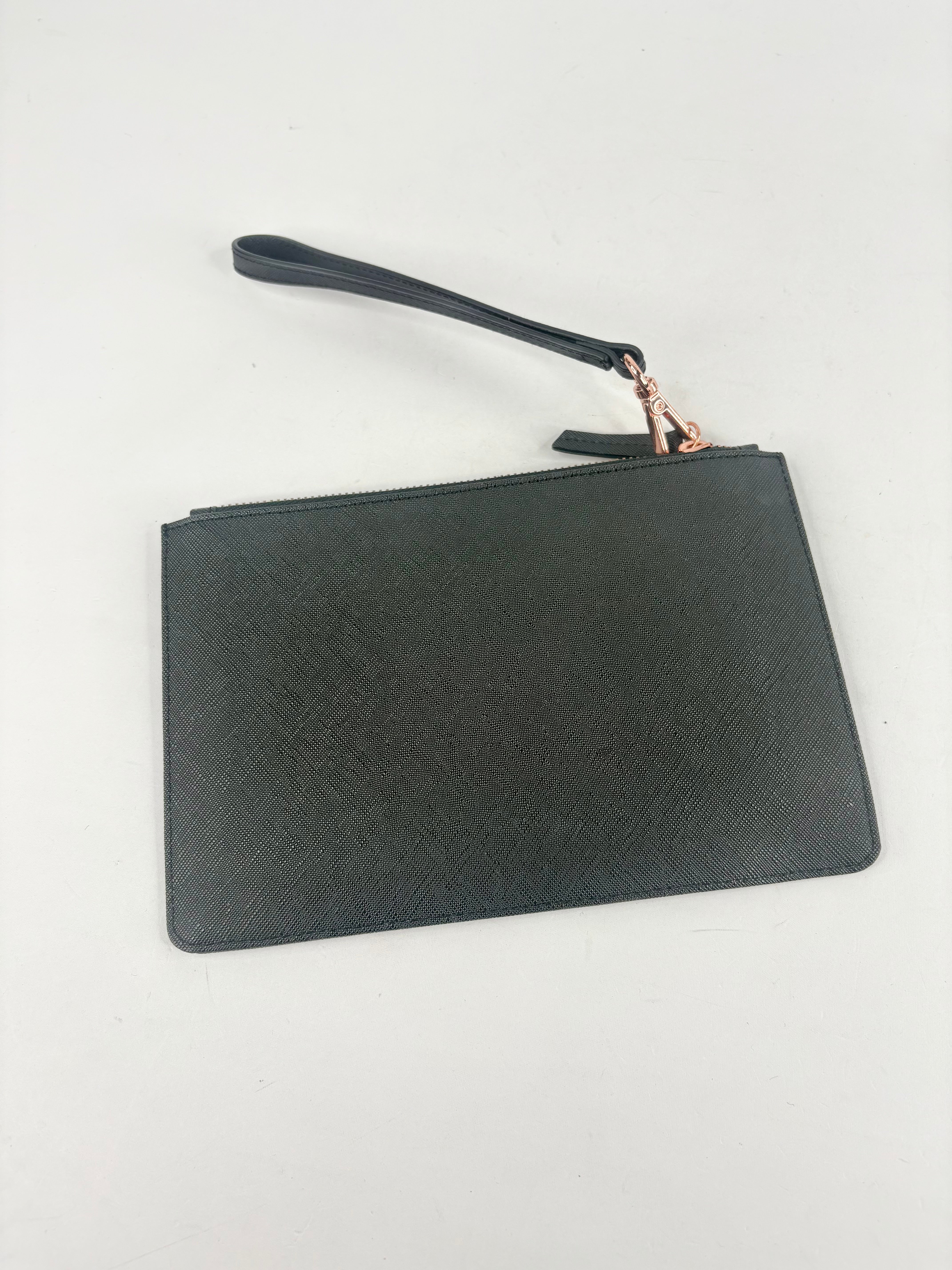 Marcs Black Grained Leather & Rose Gold Hardware Clutch