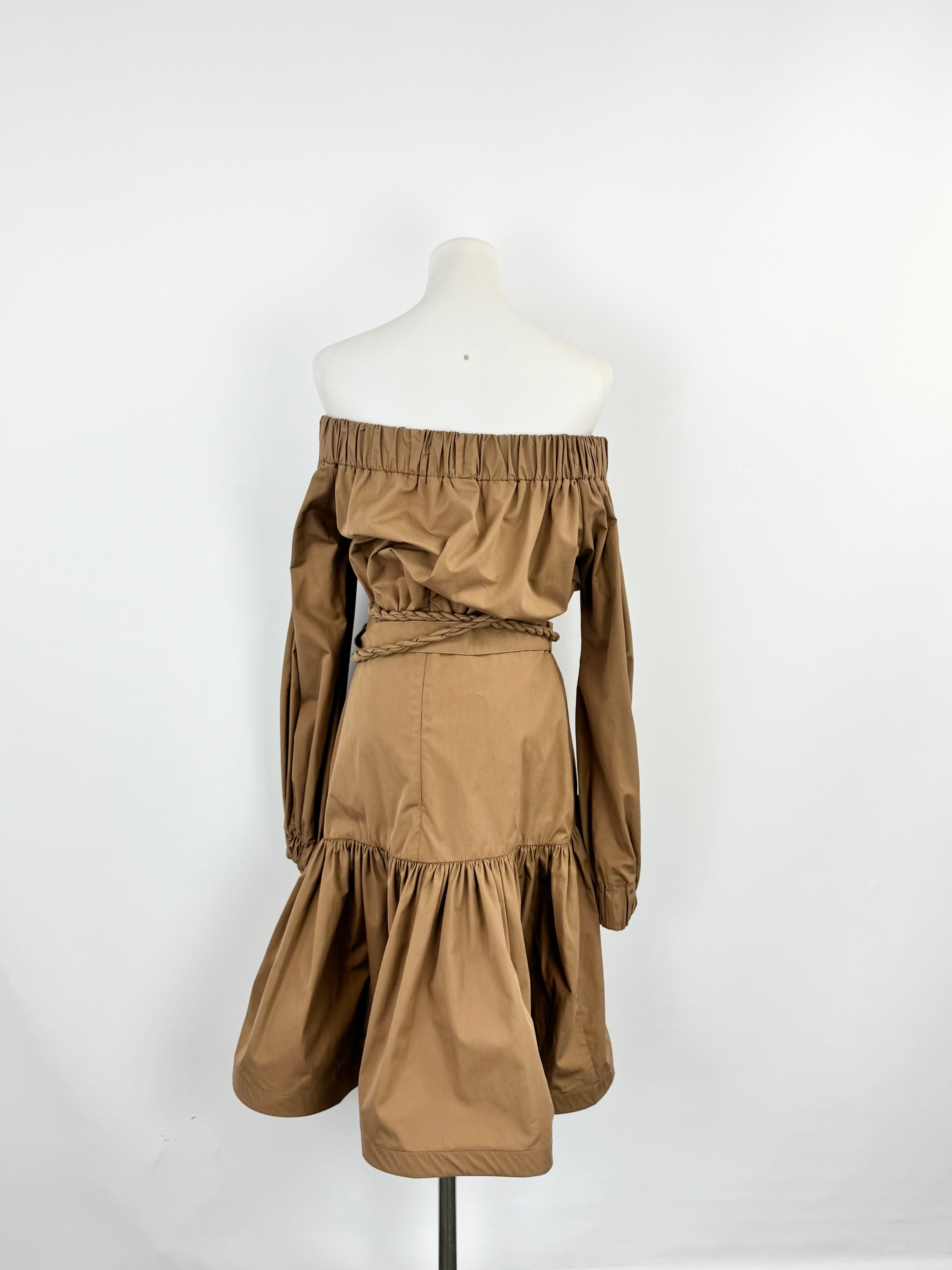 Silvia Tcherassi Milk Chocolate Off Shoulder Dress - AU10/12