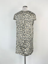 Maliparmi Round Patterned Stone-Grey Silk Midi Dress - AU14