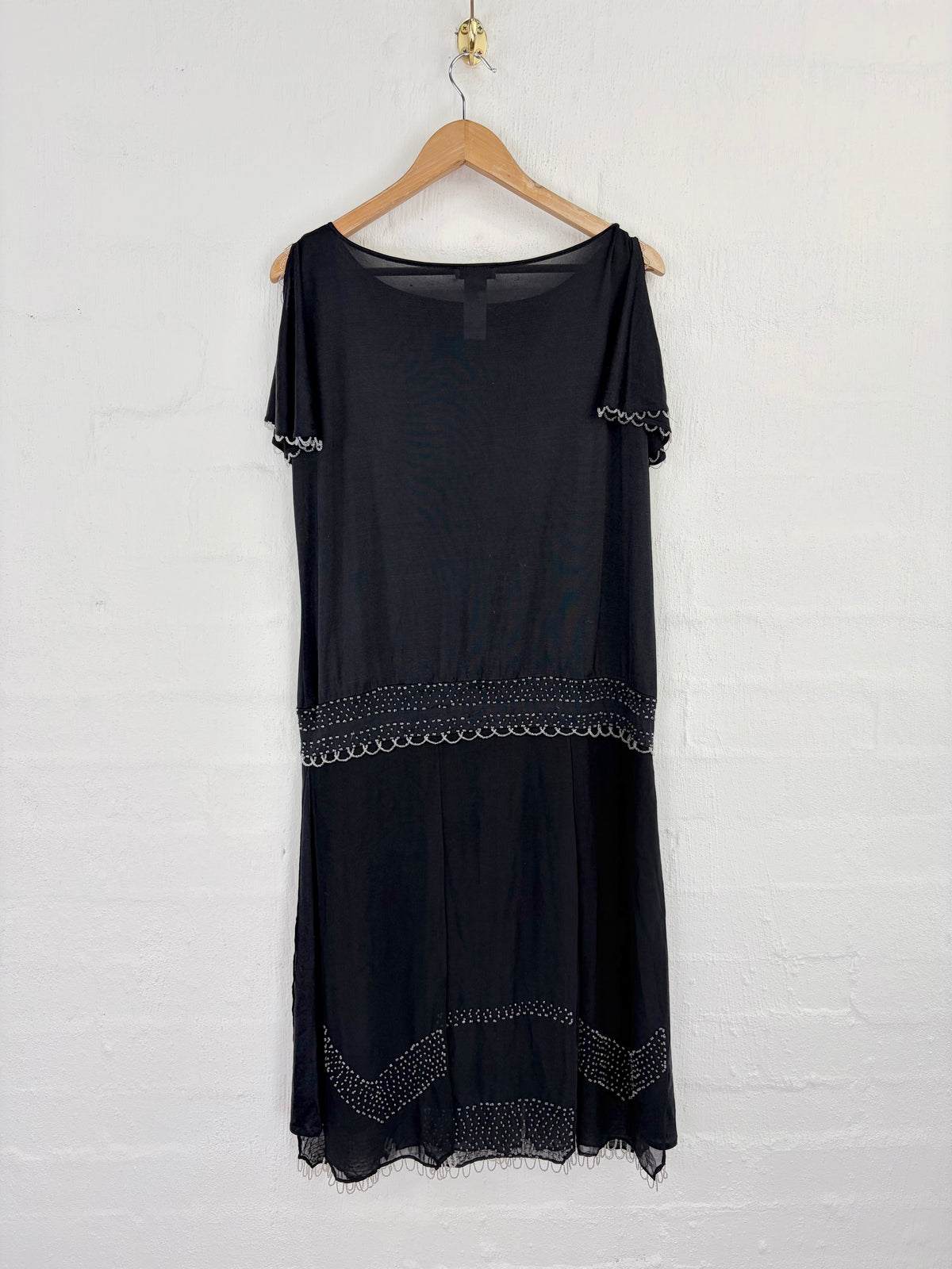 Vintage 90s Christian Lacroix 'Bazar' Black Mesh Beaded Midi Dress - AU16/18