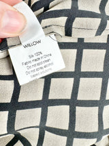 Willow Taupe & Black Grid Pattern Silk Dress - AU10/12