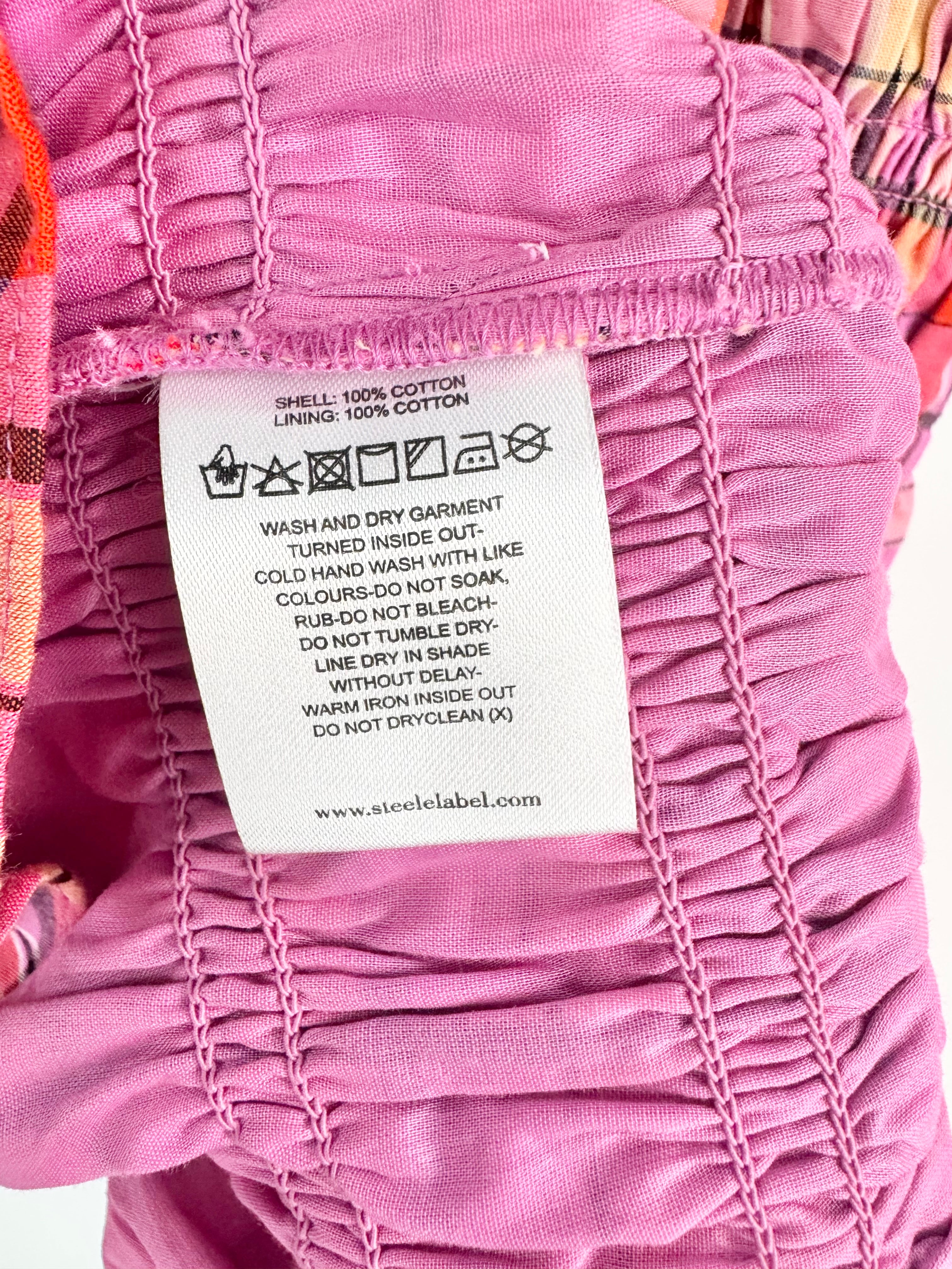 Steele Pink Plaid 'Amalia' Shirred Dress NWT - AU6