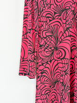 Lisa Barron Red & Black Abstract Floral Dress - AU16