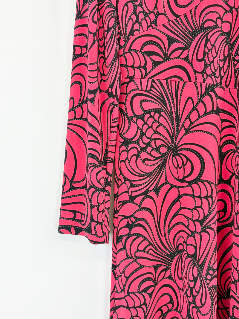 Lisa Barron Red & Black Abstract Floral Dress - AU16