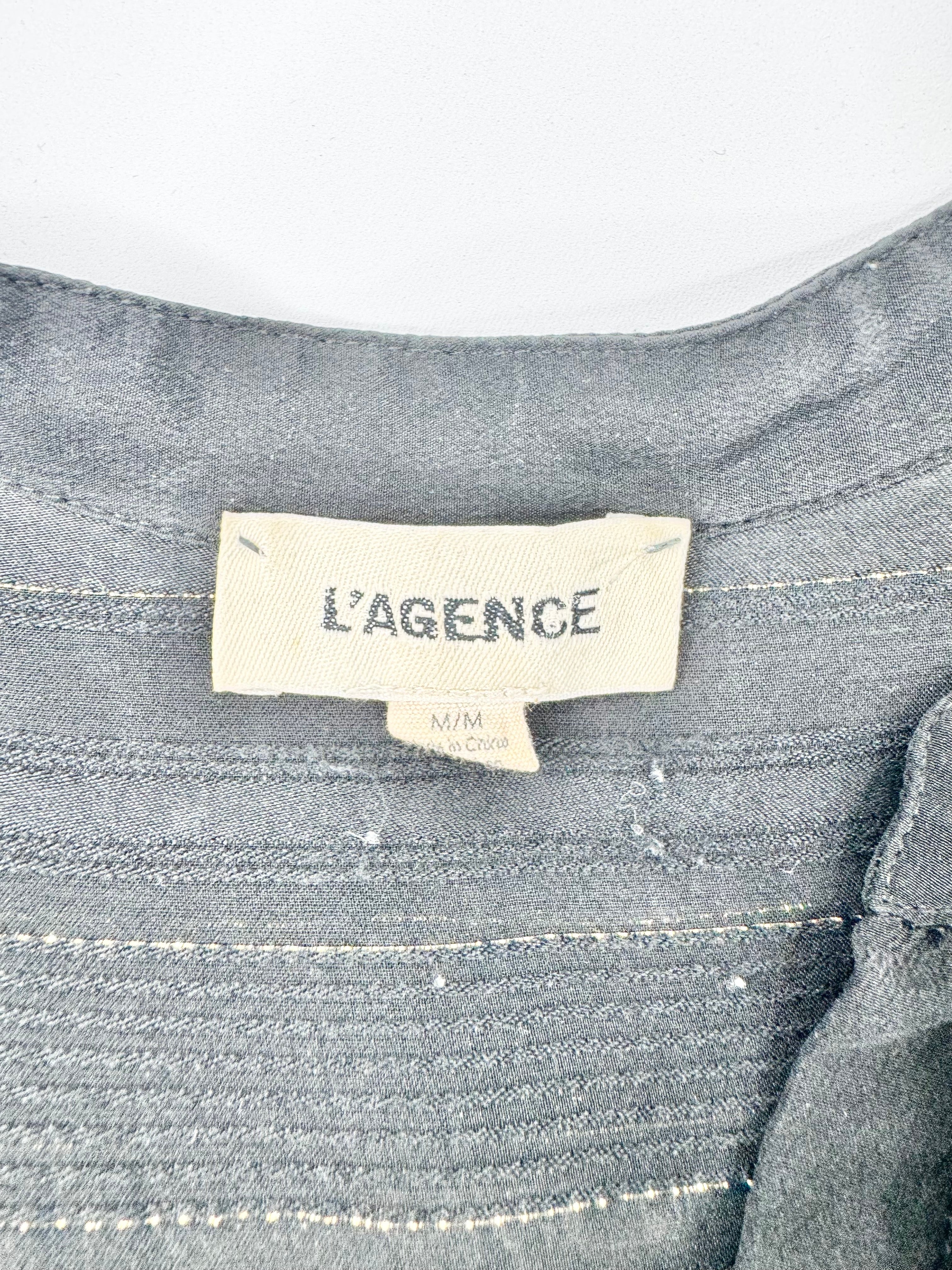 L'Agence Sheer Black & Gold Silk Blouse - AU10