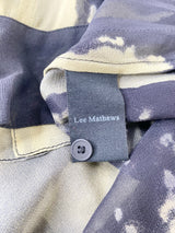 Lee Mathews Marbled Patterned Sheer Silk Long Sleeve Maxi Dress - AU8