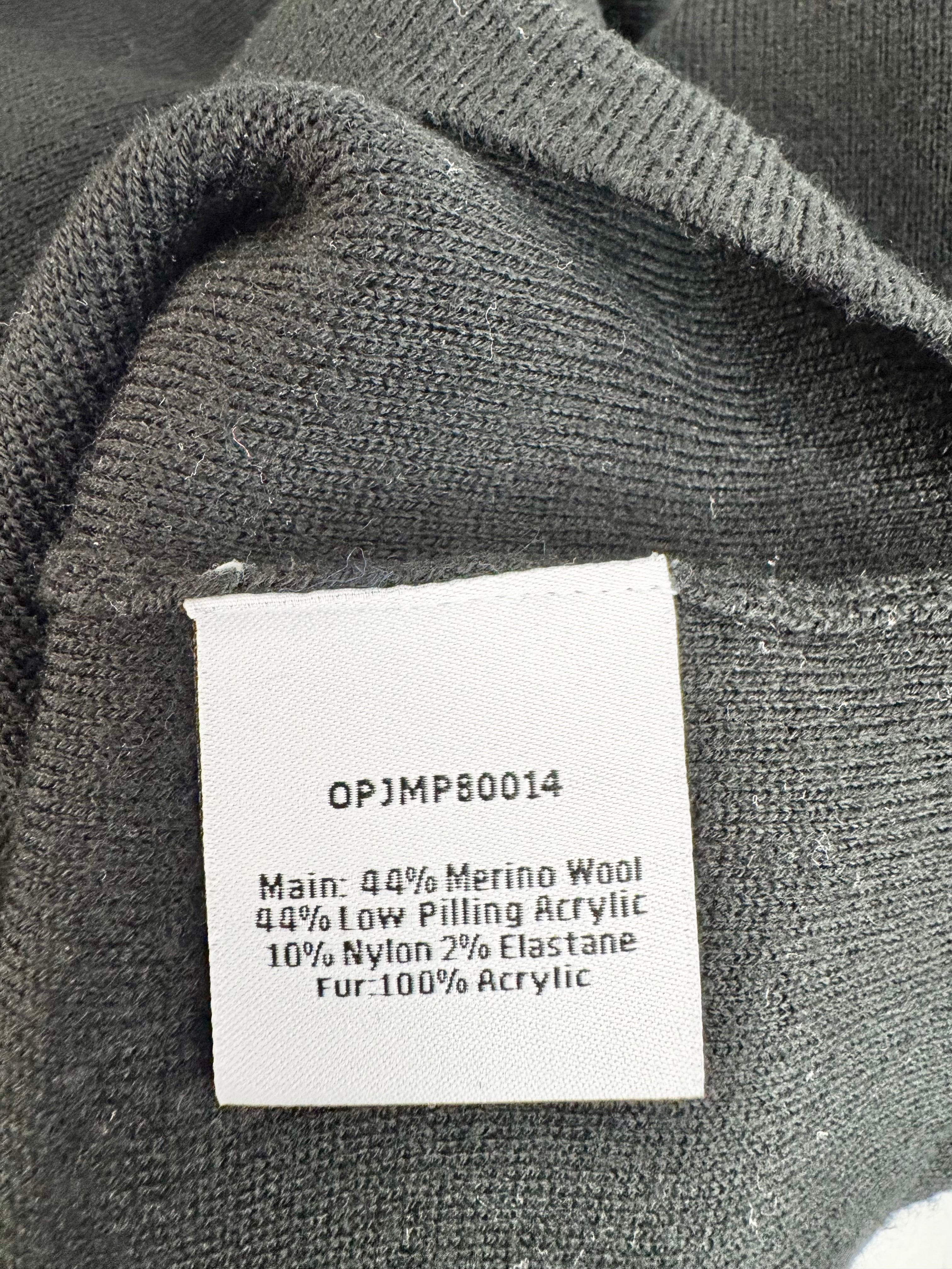 On Parks Black Wool & Blue Faux Fur Cuffed Jumper - AU14