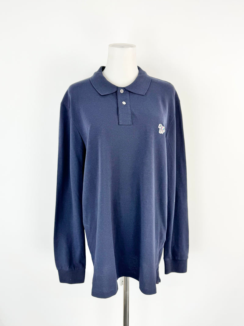 P.S Paul Smith Navy Long Sleeve Polo Top - M