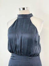 Zimmermann Midnight Blue Silk Halter-Neck Gown - AU14