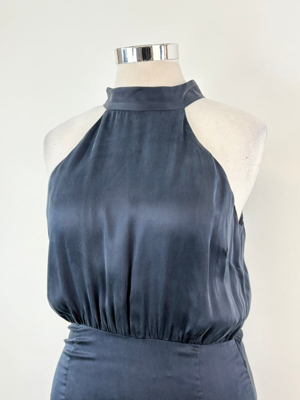 Zimmermann Midnight Blue Silk Halter-Neck Gown - AU14