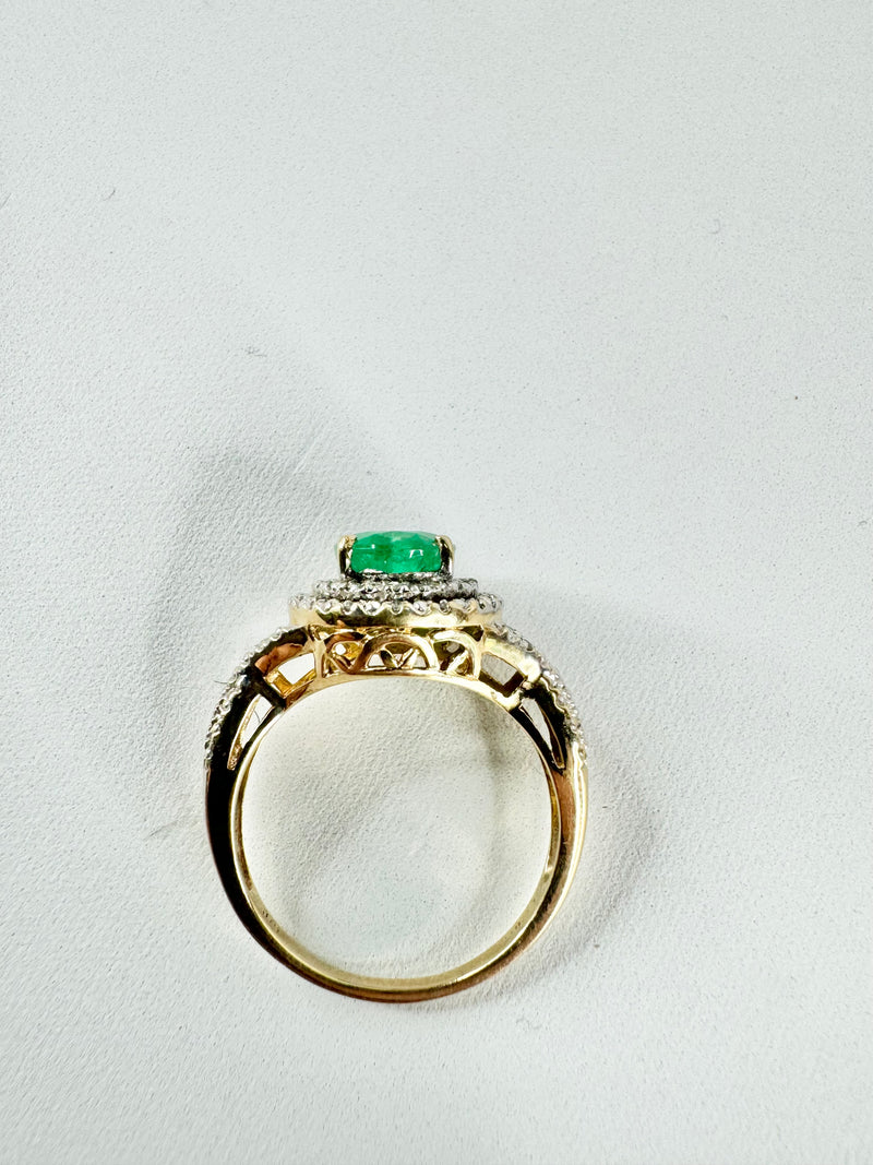 9ct Gold, Diamond & Emerald Ring