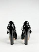 Gianvito Rossi Black Patent Leather Heeled Mary Janes - EU38