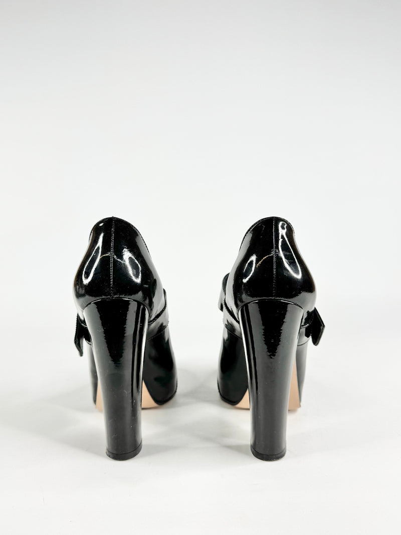 Gianvito Rossi Black Patent Leather Heeled Mary Janes - EU38