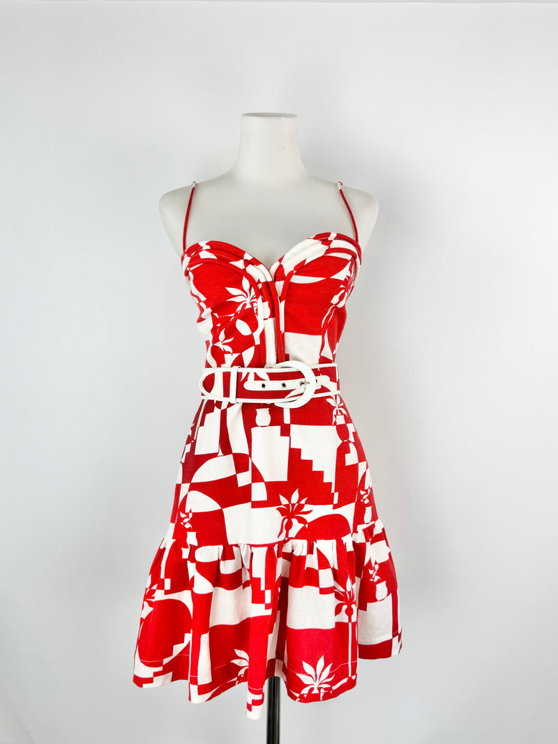 Rebecca Vallance Red & White 'Barcelona' Mini Dress - AU8