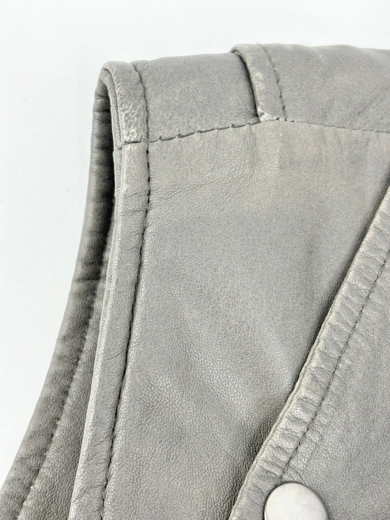 Maje Charcoal 'Etrille' Sleeveless Leather Jacket - AU10