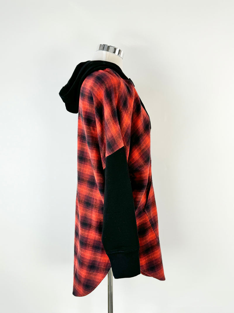 Nicholas K 'Oliver' Black & Crimson Plaid Hoodie NWT - XL