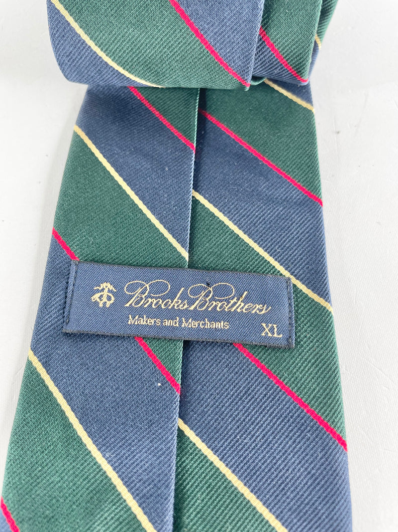 Brooks Brothers Green & Navy Blue Striped Tie