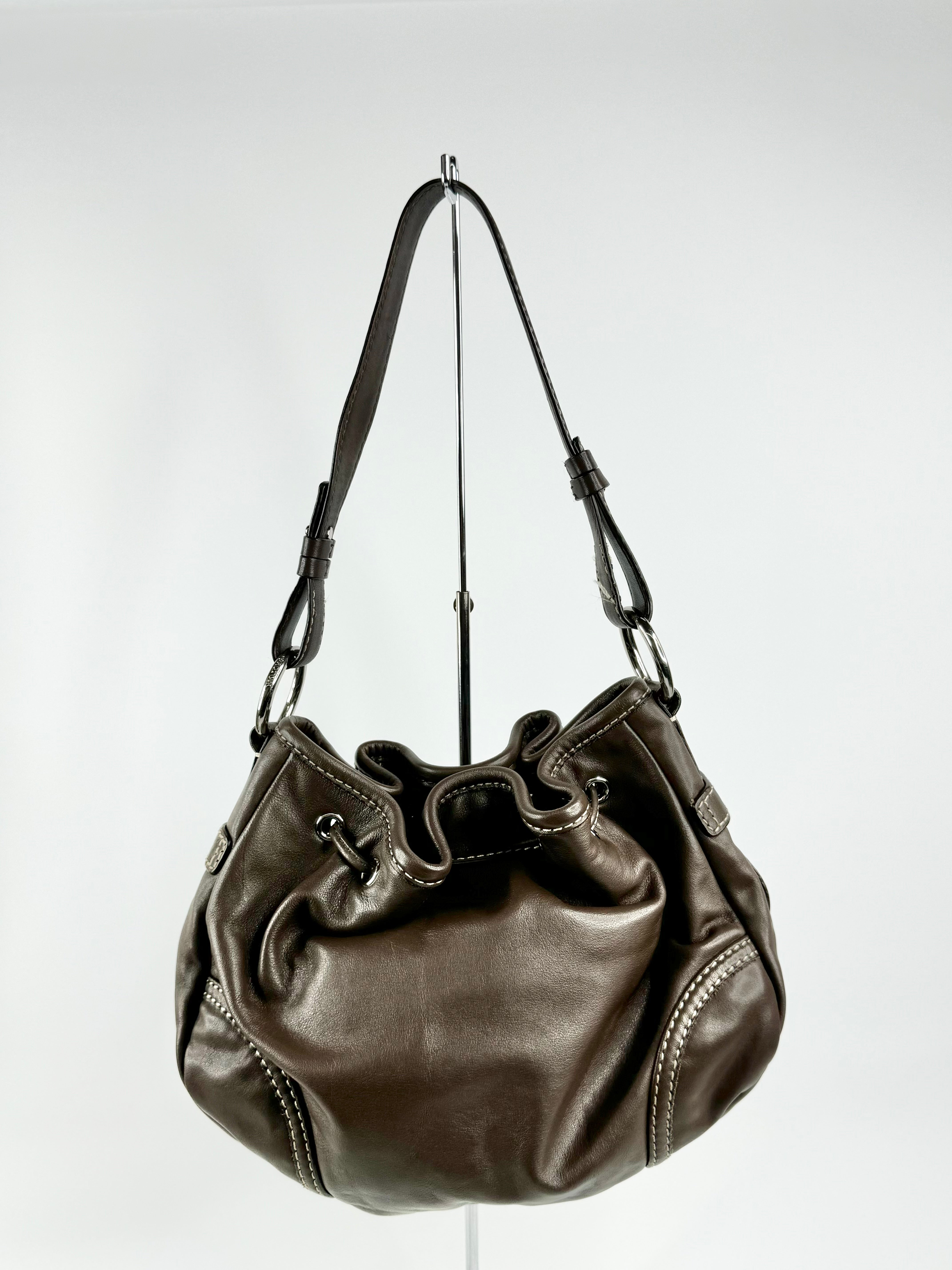 Oroton Coffee Brown Leather Baguette