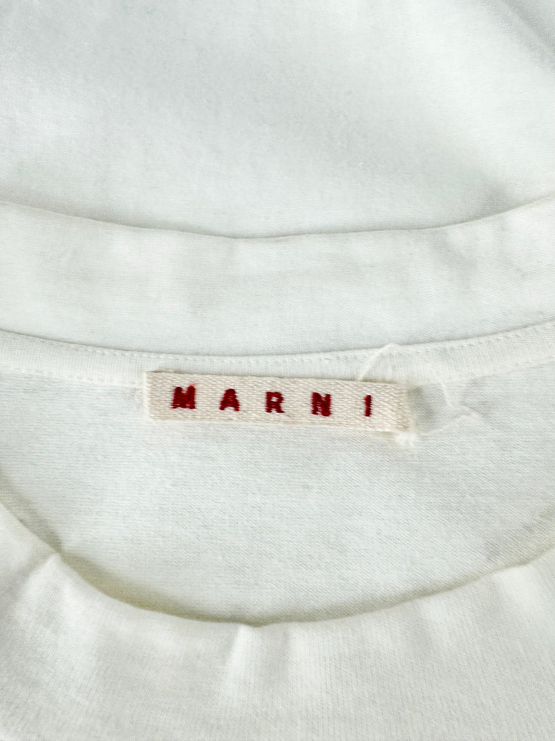 Marni White and Peach Cotton & Silk Panel T-Shirt - AU12