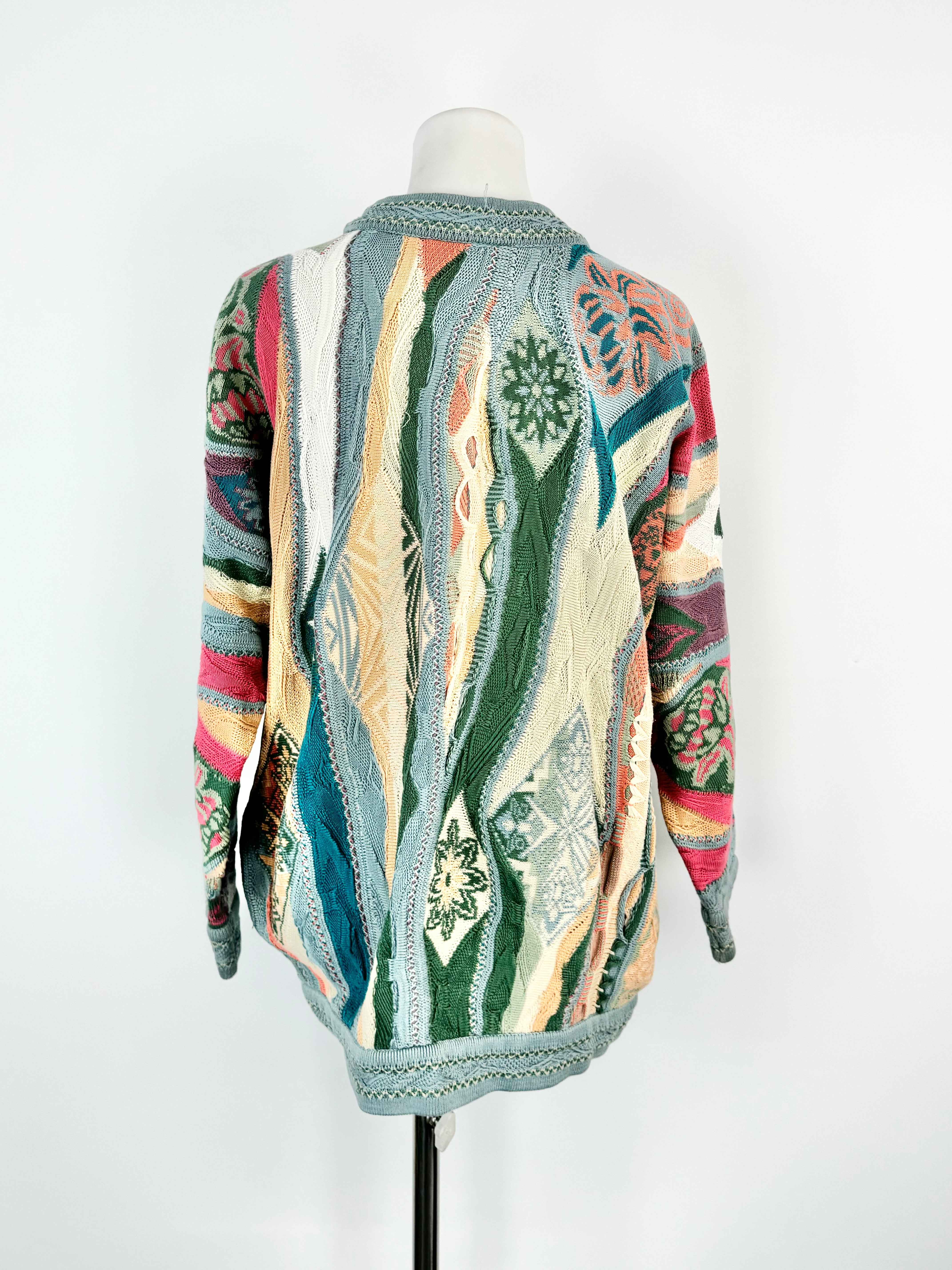 Vintage Coogi Blue Half Length 3D Sweater - S/M