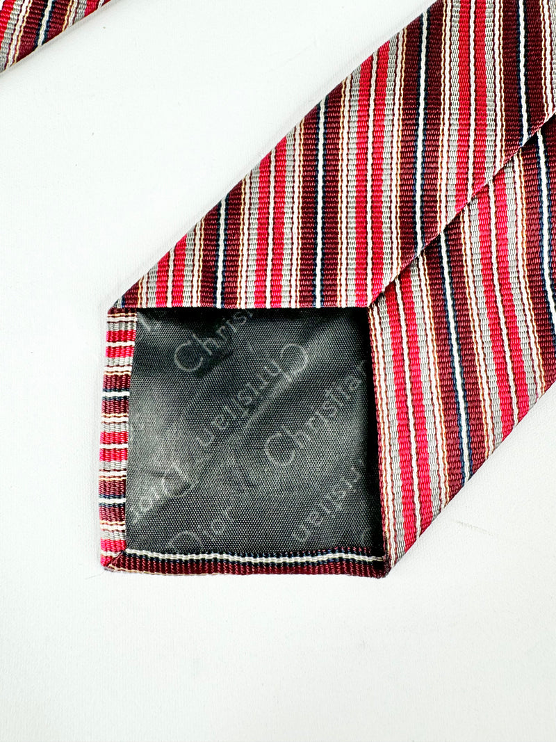 Christian Dior Monsieur Red Striped Silk Tie