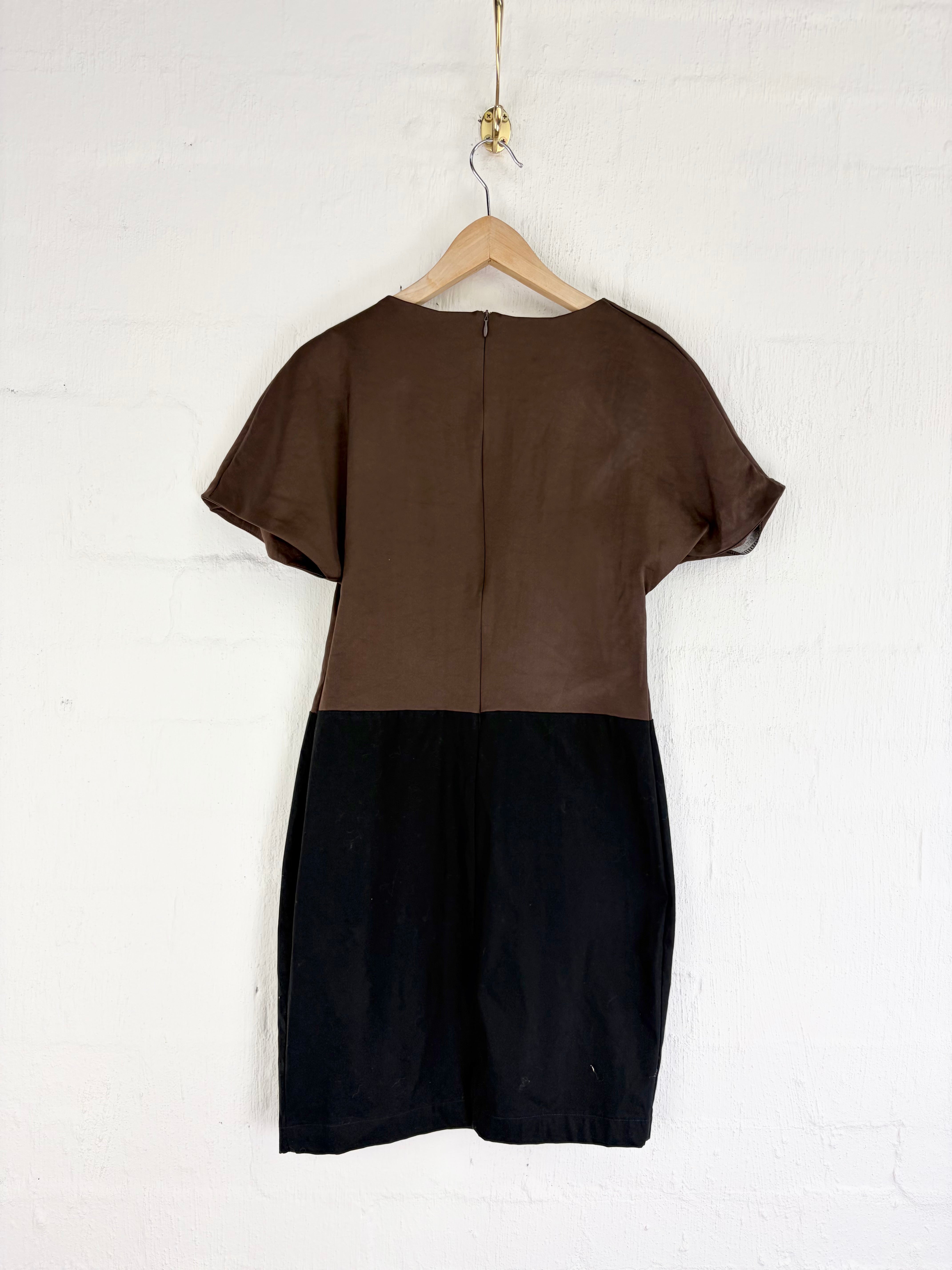 Madam Virtue & Co Black & Brown Midi Dress - AU10/12