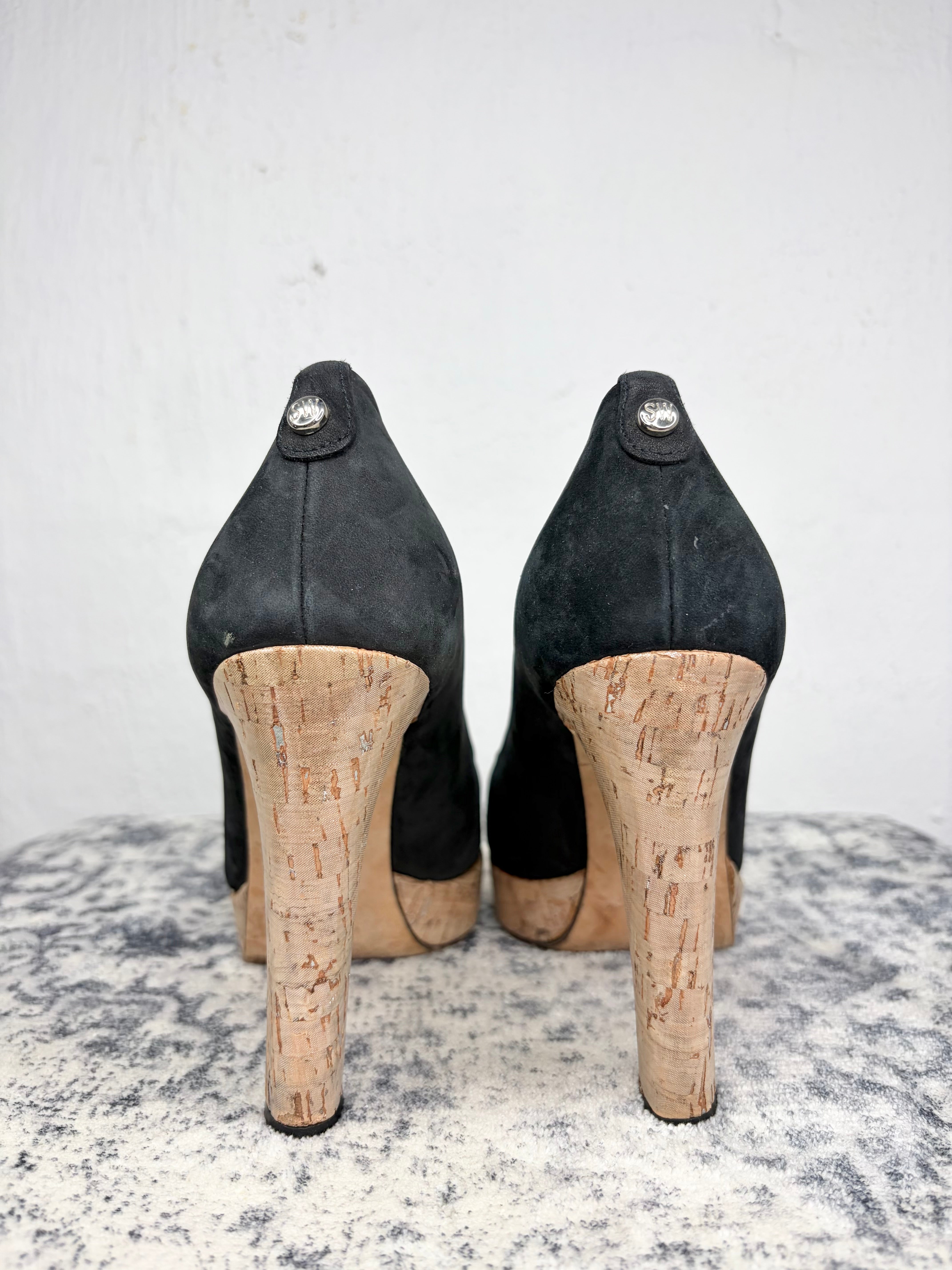 Stuart Weizman Black Peeptoe Pumps - EU38