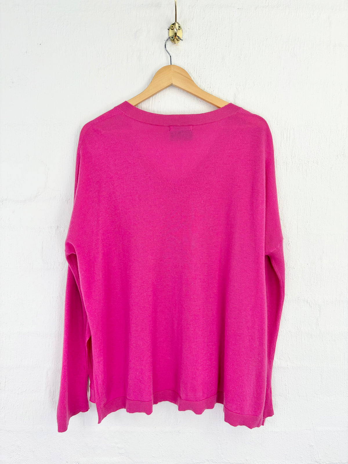 Aleger Hot Pink Wool & Cashmere V-Neck Sweater - AU8/10