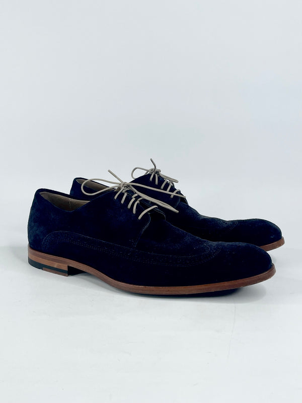 Boss Hugo Boss Dark Blue 'Fisseo' Suede Lace Ups - EU41