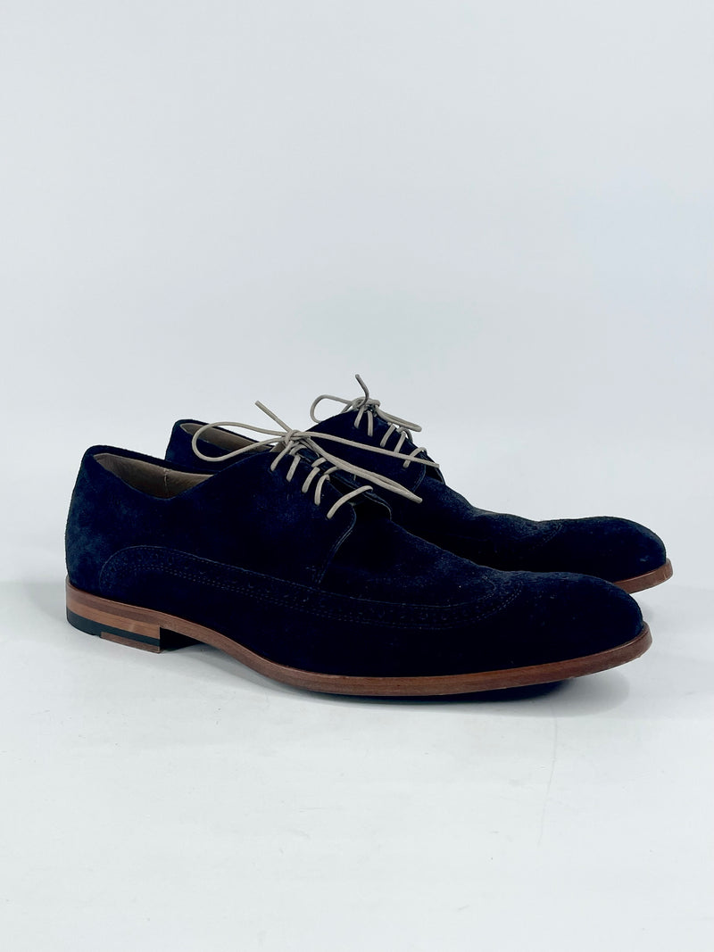 Boss Hugo Boss Dark Blue 'Fisseo' Suede Lace Ups - EU41