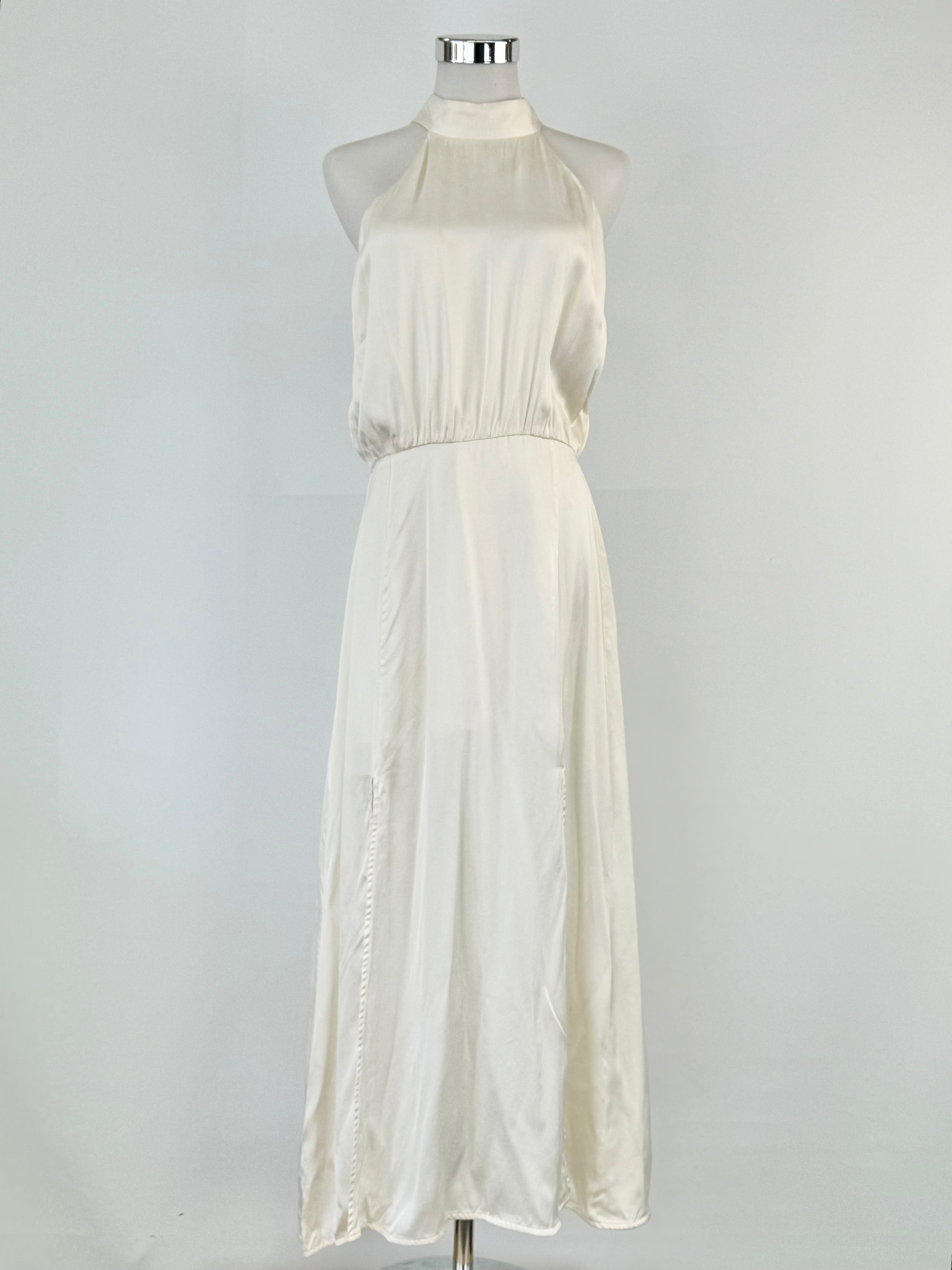 Zimmermann Pale Cream Silk Halter Neck Maxi Dress - AU10