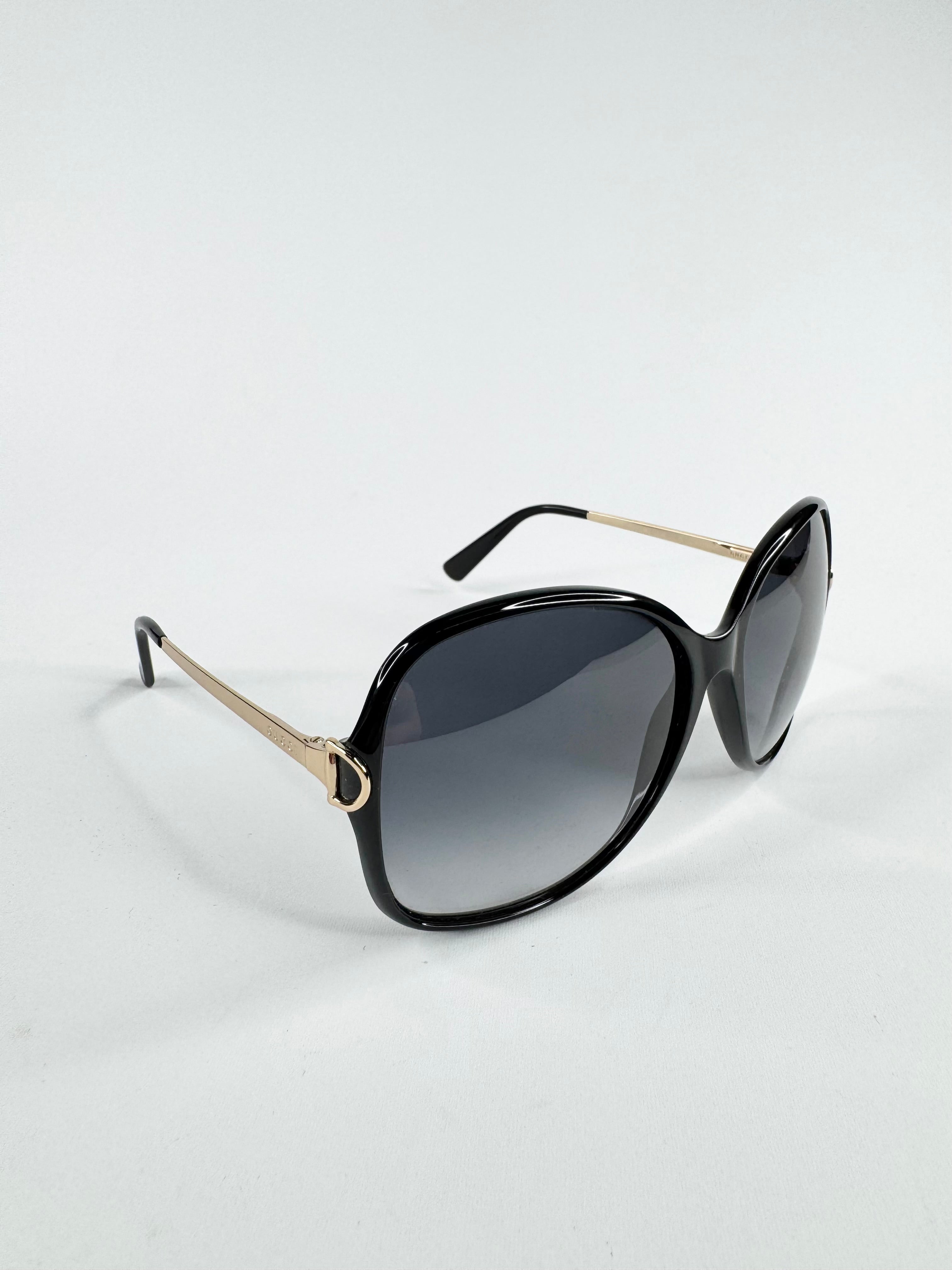 Gucci Black and Gold Round Sunglasses