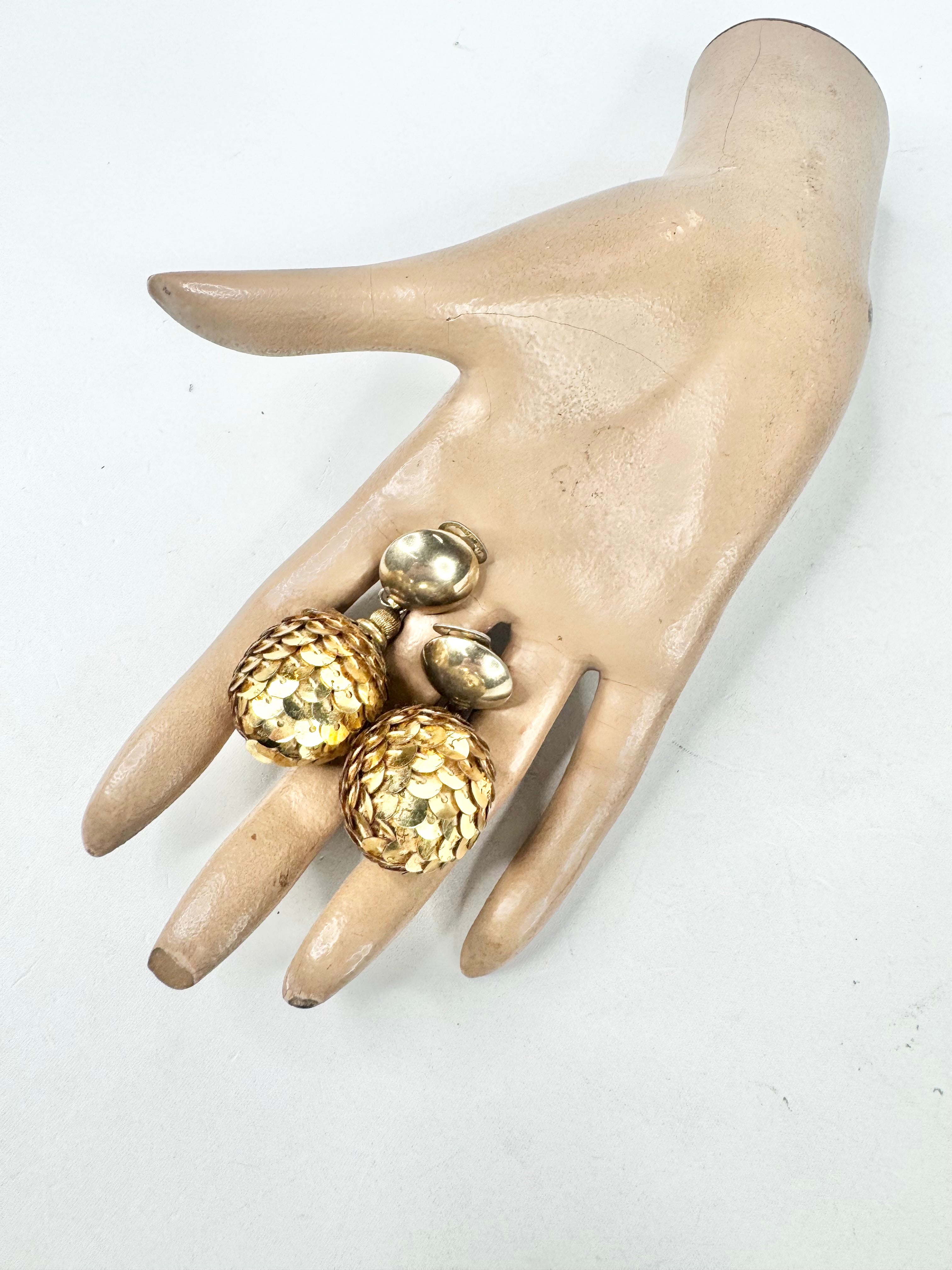 MFW Gold Sequin Drop Clip On Earrings