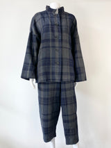 Oska Grey & Blue Plaid Wool & Linen 2 Piece - AU8/10