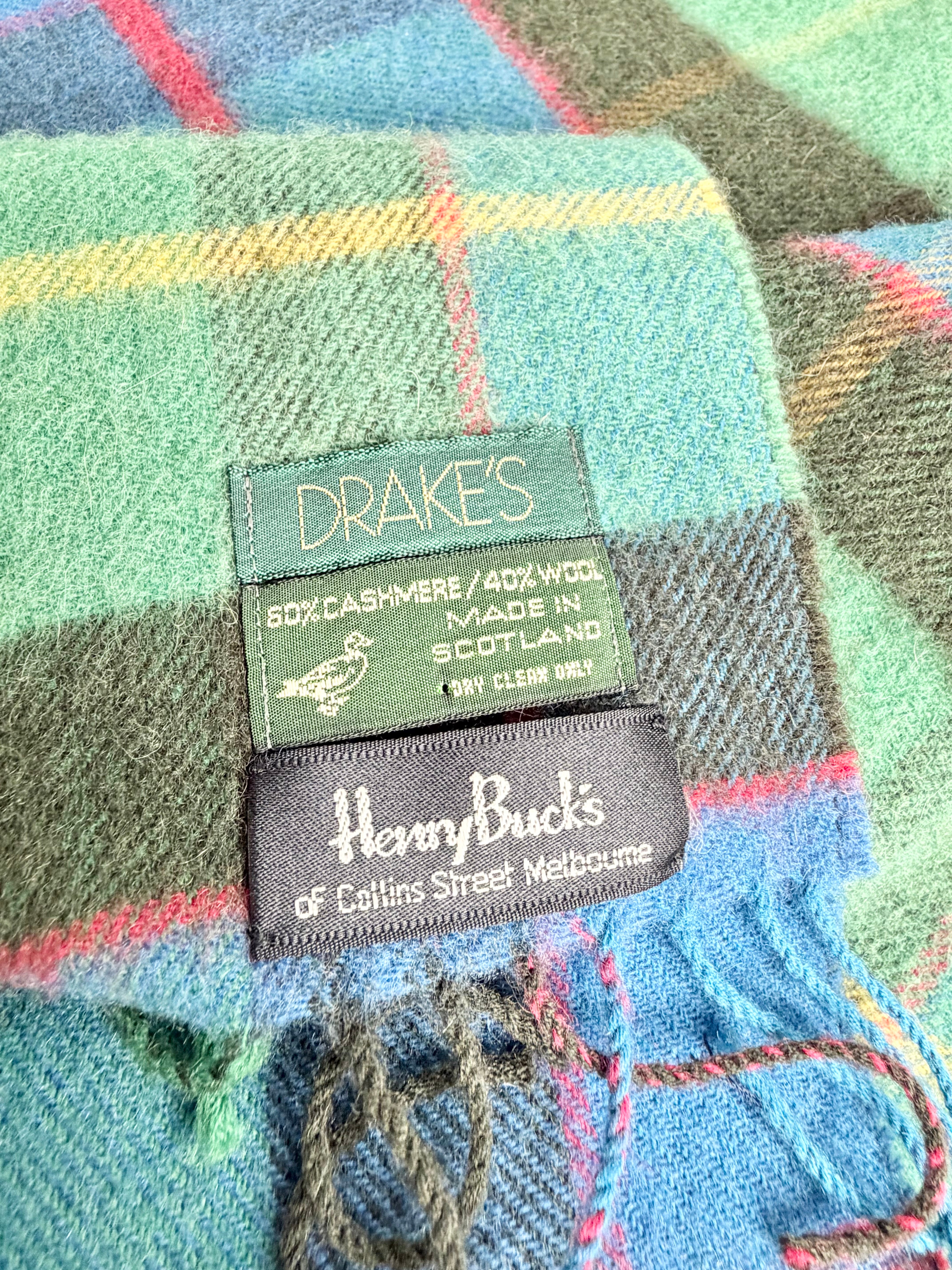 Vintage Drake's of London Tartan Cashmere Scarf