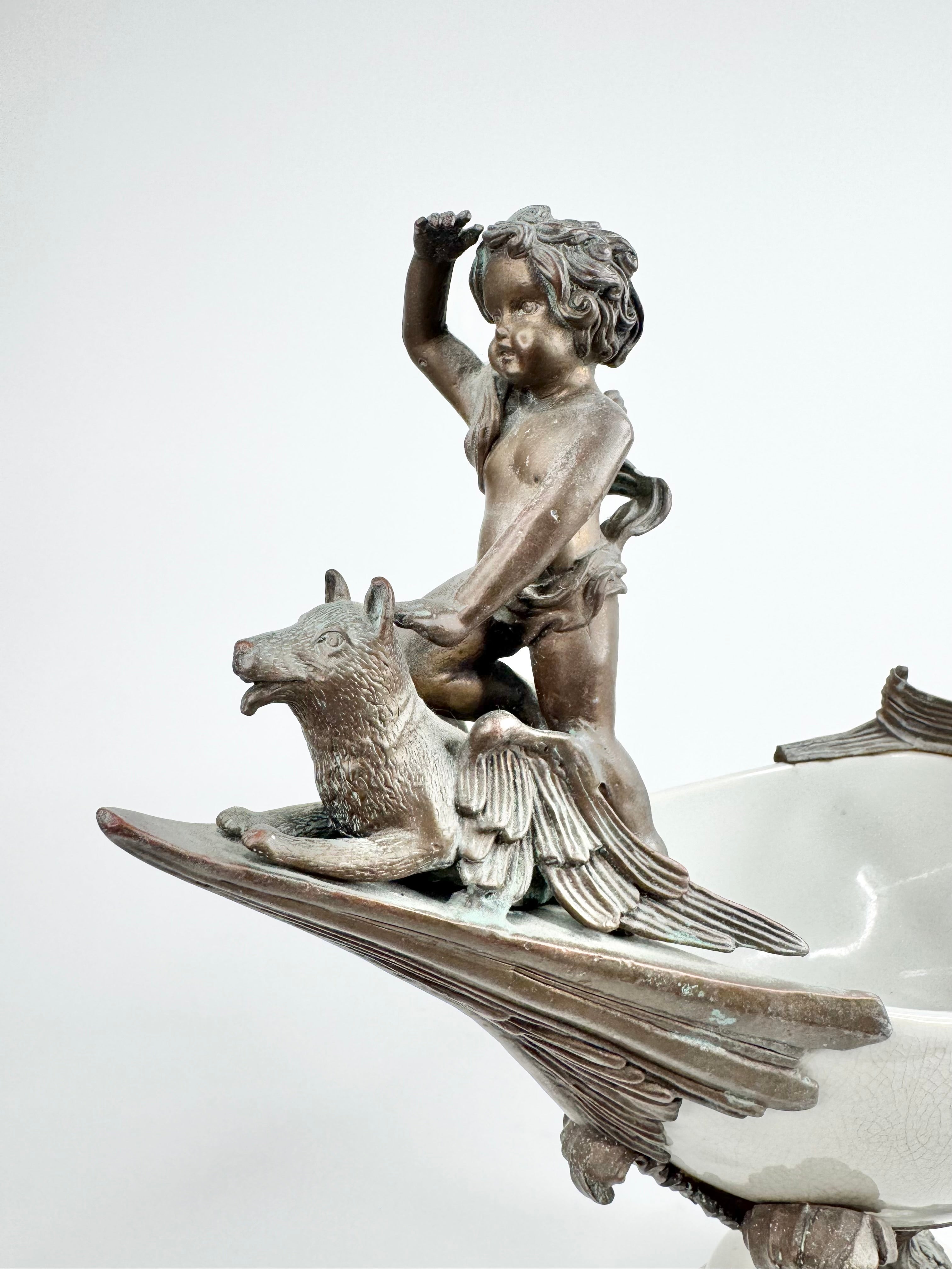Vintage R.M. Hall Pty Ltd Art Nouveau Style Cherub Gondola Centrepiece Bowl