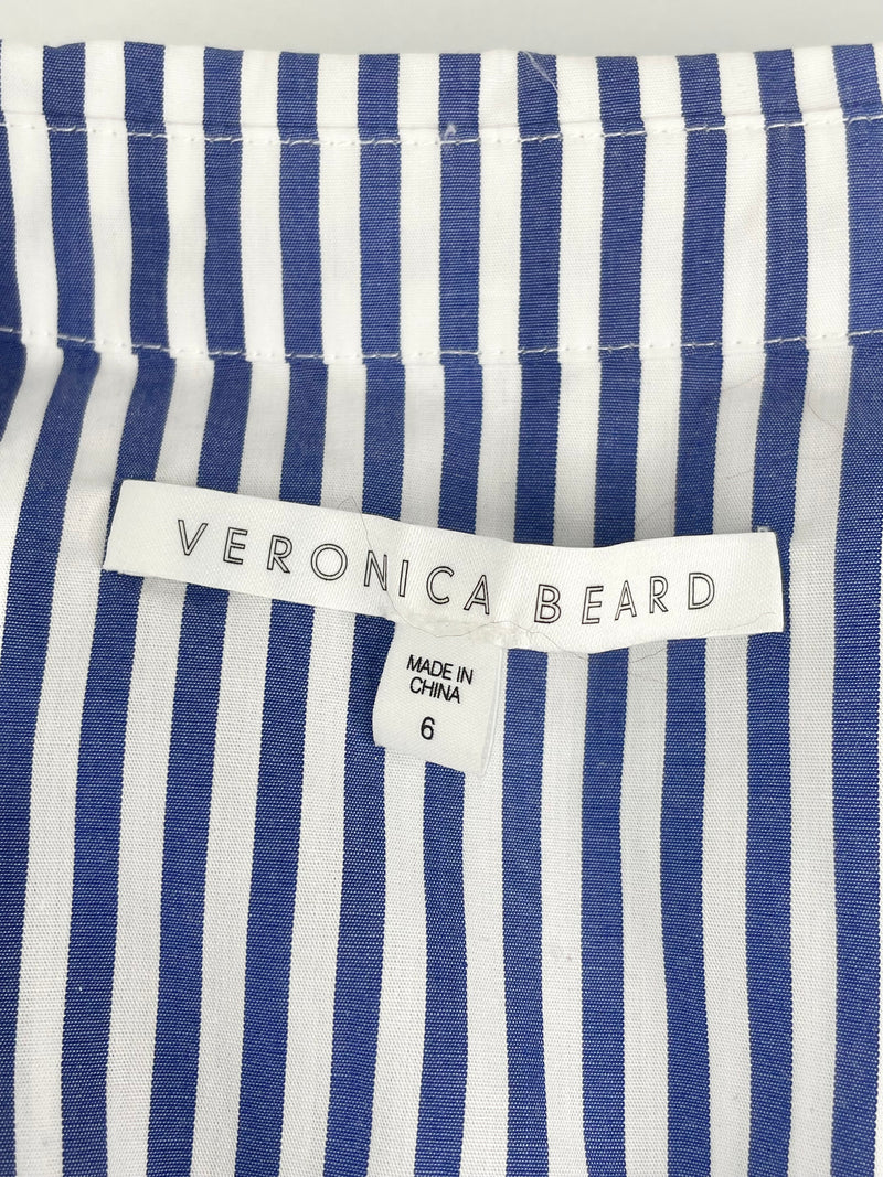 Veronica Beard Blue & White Striped Sleeveless Shirt Midi Dress - AU10